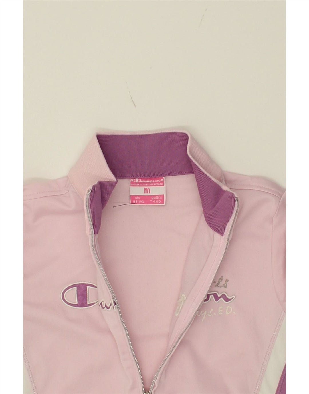 CHAMPION Girls Tracksuit Top Jacket 9-10 Years Medium Pink Colourblock Vintage Champion and Second-Hand Champion from Messina Hembry 