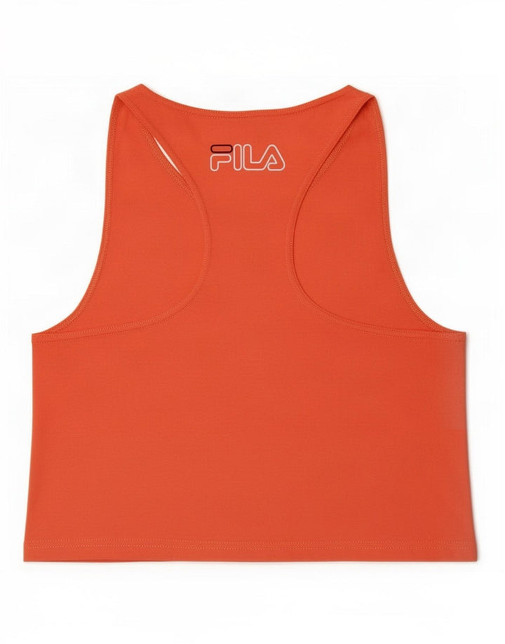 Fila Top corto gráfico para mujer UK 12 Poliéster naranja medio