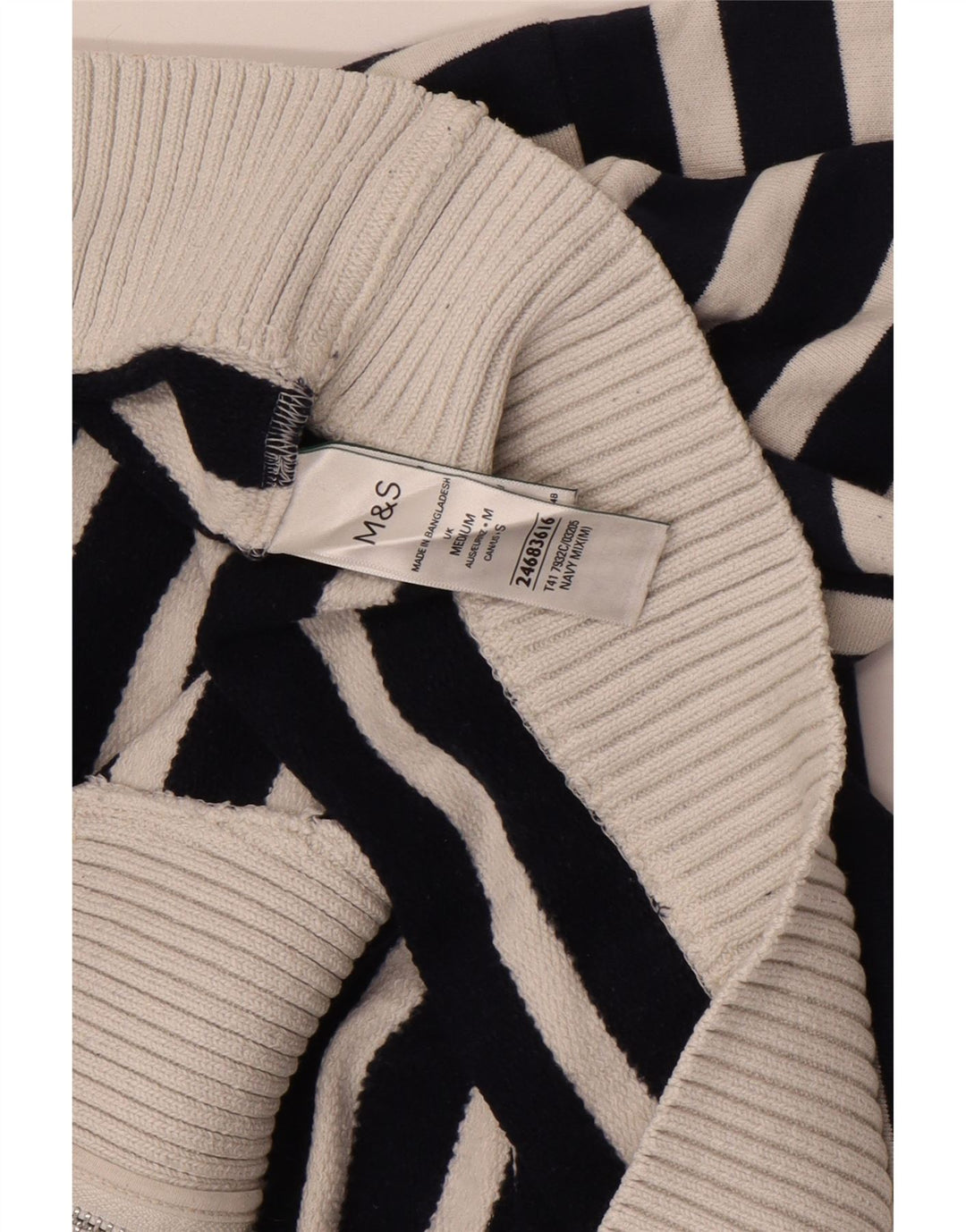 Marks & Spencer Jersey con cuello y cremallera para mujer, talla 44, talla mediana, azul marino