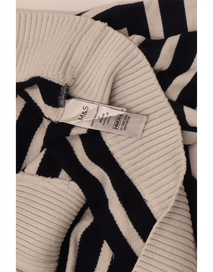 Marks & Spencer Jersey con cuello y cremallera para mujer, talla 44, talla mediana, azul marino
