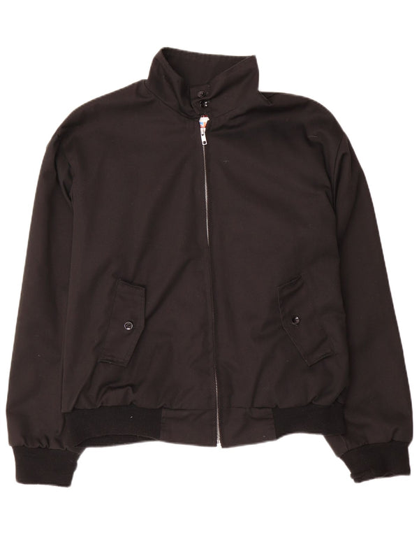 Vintage Mens Bomber Chaqueta Reino Unido 38 Medio Negro Poliéster