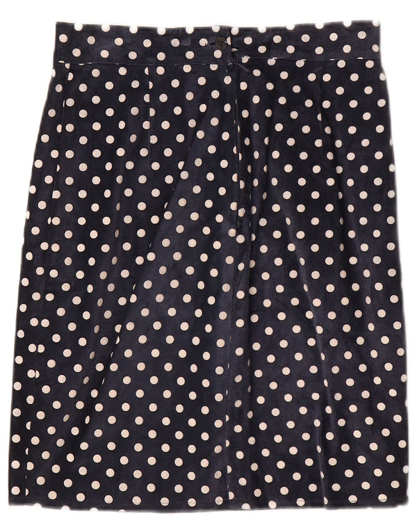 Falda recta vintage para mujer W28 Lunares azul marino medio