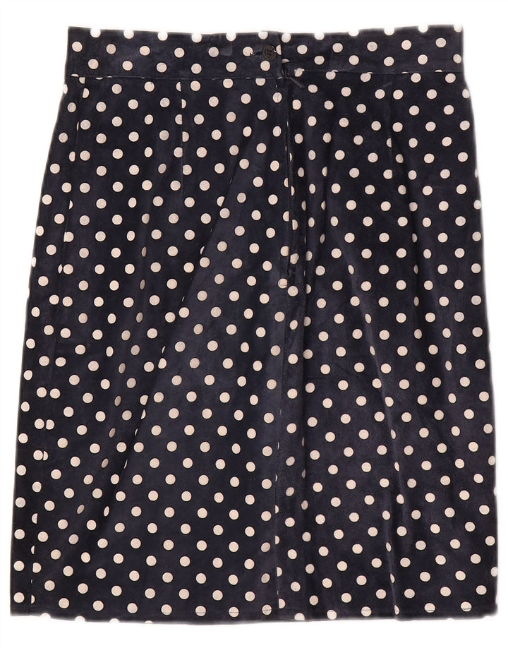 Falda recta vintage para mujer W28 Lunares azul marino medio