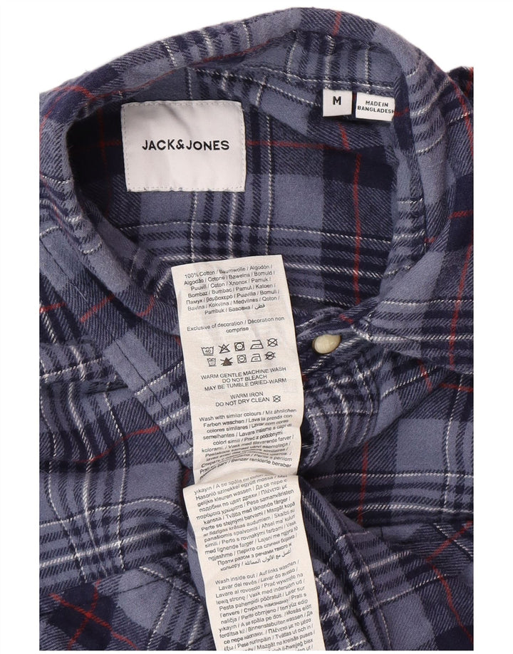 Jack & Jones Hombre Camisa De Franela De Algodón A Cuadros Azul Marino Mediano