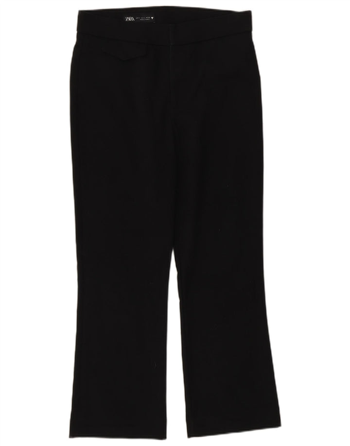 Zara Mujer Pantalón De Traje Bootcut UK 10 Small Negro Algodón