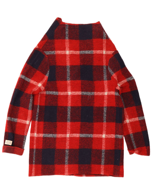 Woolrich Cárdigan largo para mujer UK 10 Small Red Plaid Wool