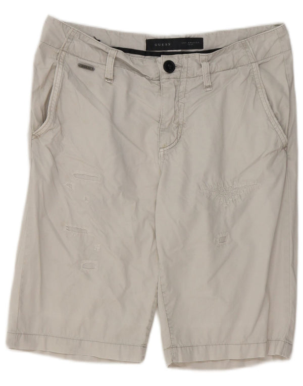 Guess Mens Shorts Chinos Desgastados W29 Pequeño Algodón Gris