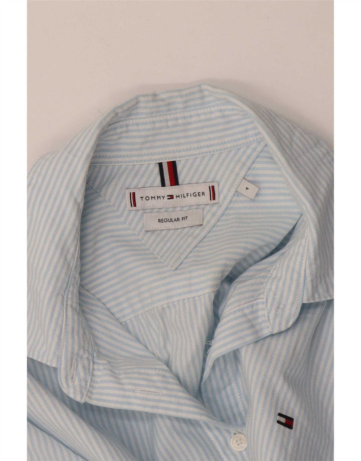 Tommy Hilfiger Camisa de ajuste regular para mujer US 4 Small Blue Pinstripe