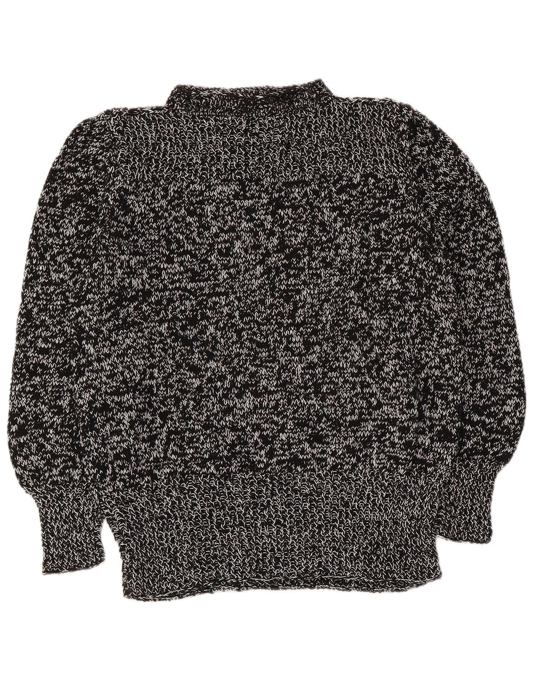 Vintage mujer cuello tortuga jersey suéter Reino Unido 14 medio negro moteado