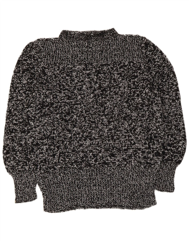 Vintage mujer cuello tortuga jersey suéter Reino Unido 14 medio negro moteado