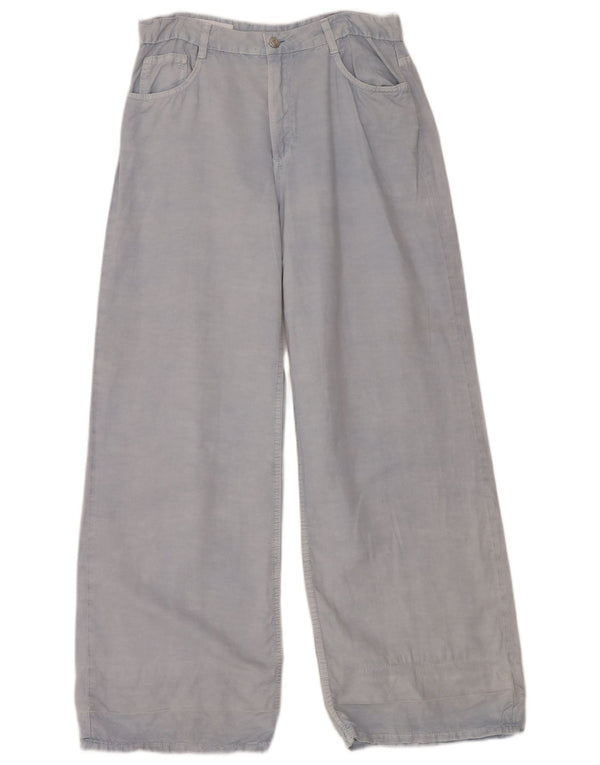 Zara Womens Wide Leg Casual Trousers EU 40 Medium W30 L32 Blue Linen