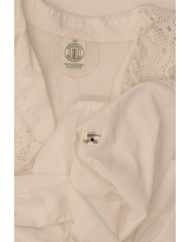 Tostmann Blusa camisera con volantes en la parte delantera para mujer EU 44 XL Algodón blanco
