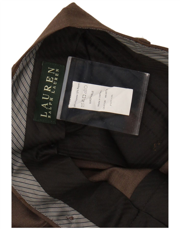 RALPH LAUREN Pantalón de traje con pinzas para hombre W42 L30 Poliéster marrón