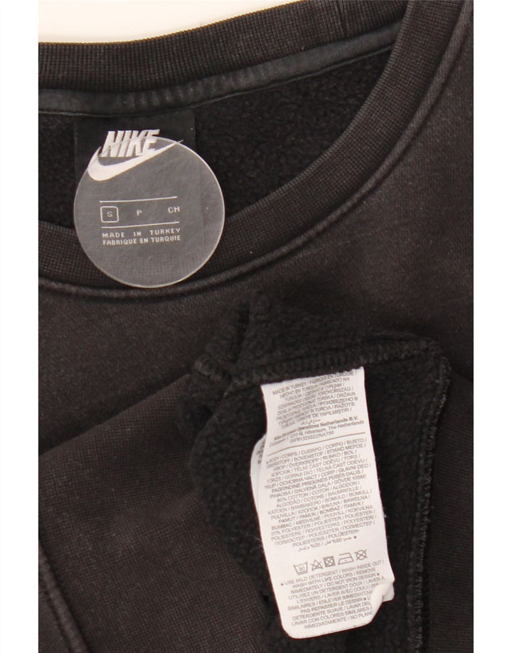 NIKE Sudadera con gráfico extragrande para mujer UK 10 Small Black Cotton