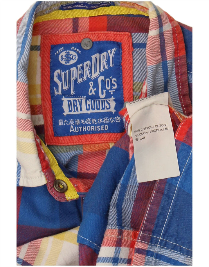 Superdry Camisa de franela tipo pulóver para mujer, talla 40, algodón a cuadros azul medio