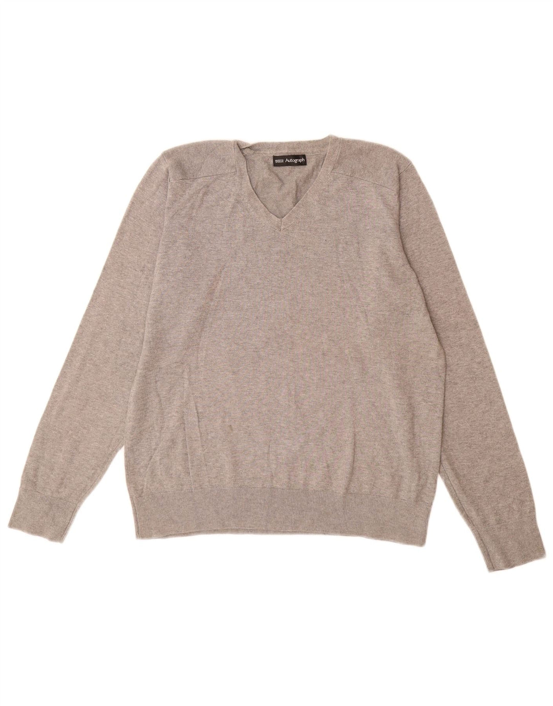 Marks & Spencer Suéter tipo jersey con cuello en V autógrafo para mujer UK 44 Gris medio