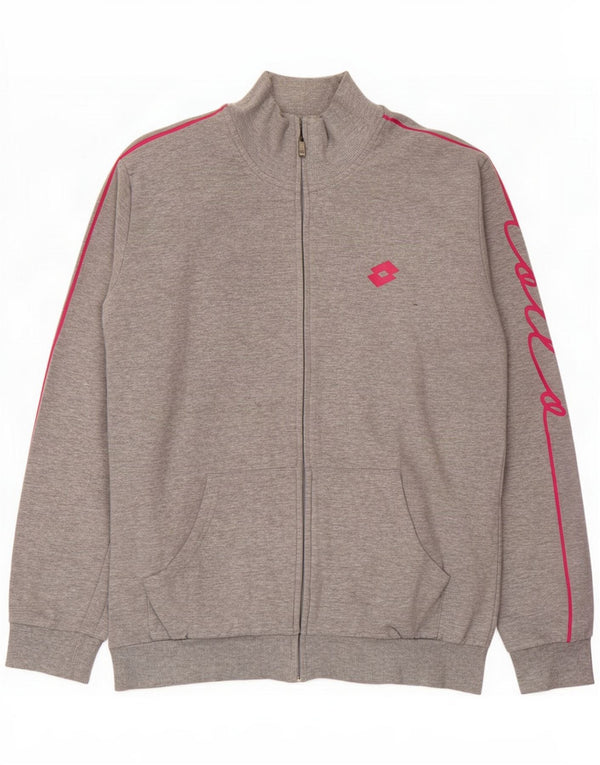 Chaqueta superior de chándal con gráfico Lotto para mujer UK 46 Grande Algodón moteado gris
