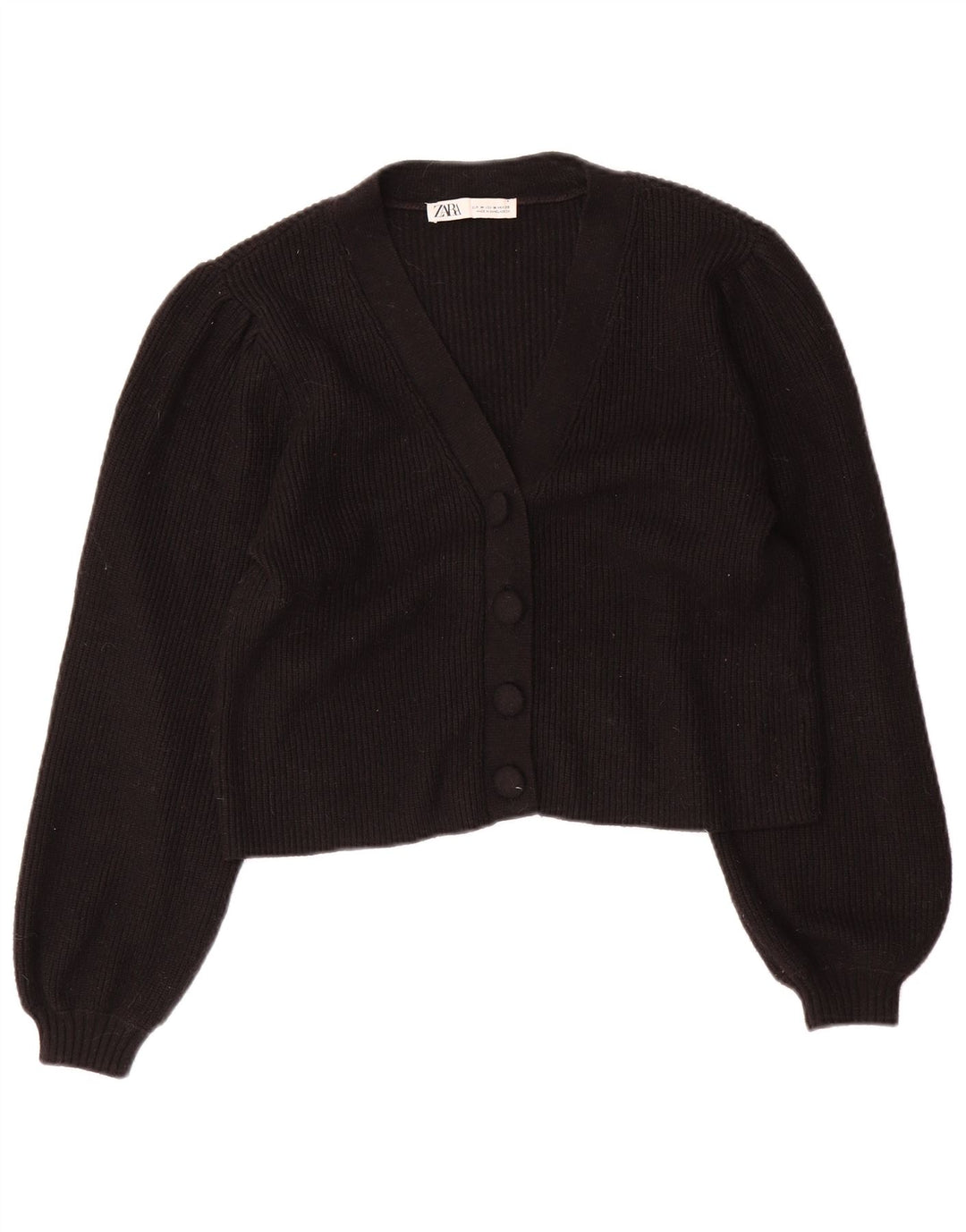 Zara - Cárdigan corto para mujer, talla 40, viscosa negra mediana