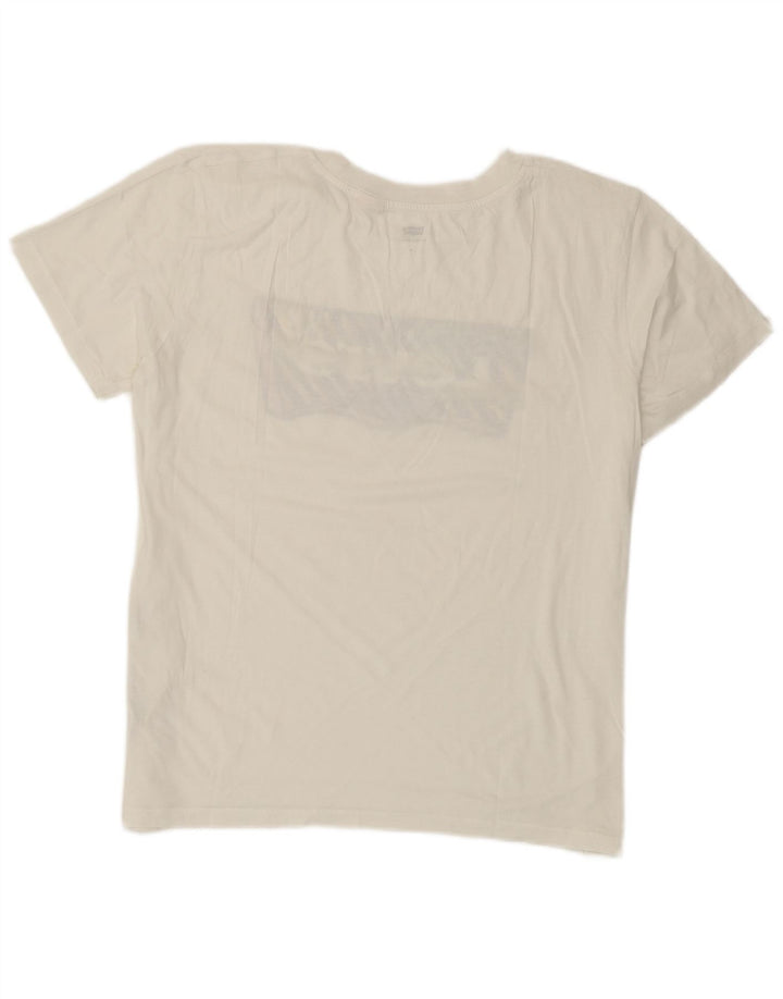 Levi's Camiseta gráfica para mujer Top UK 44 Algodón blanco mediano