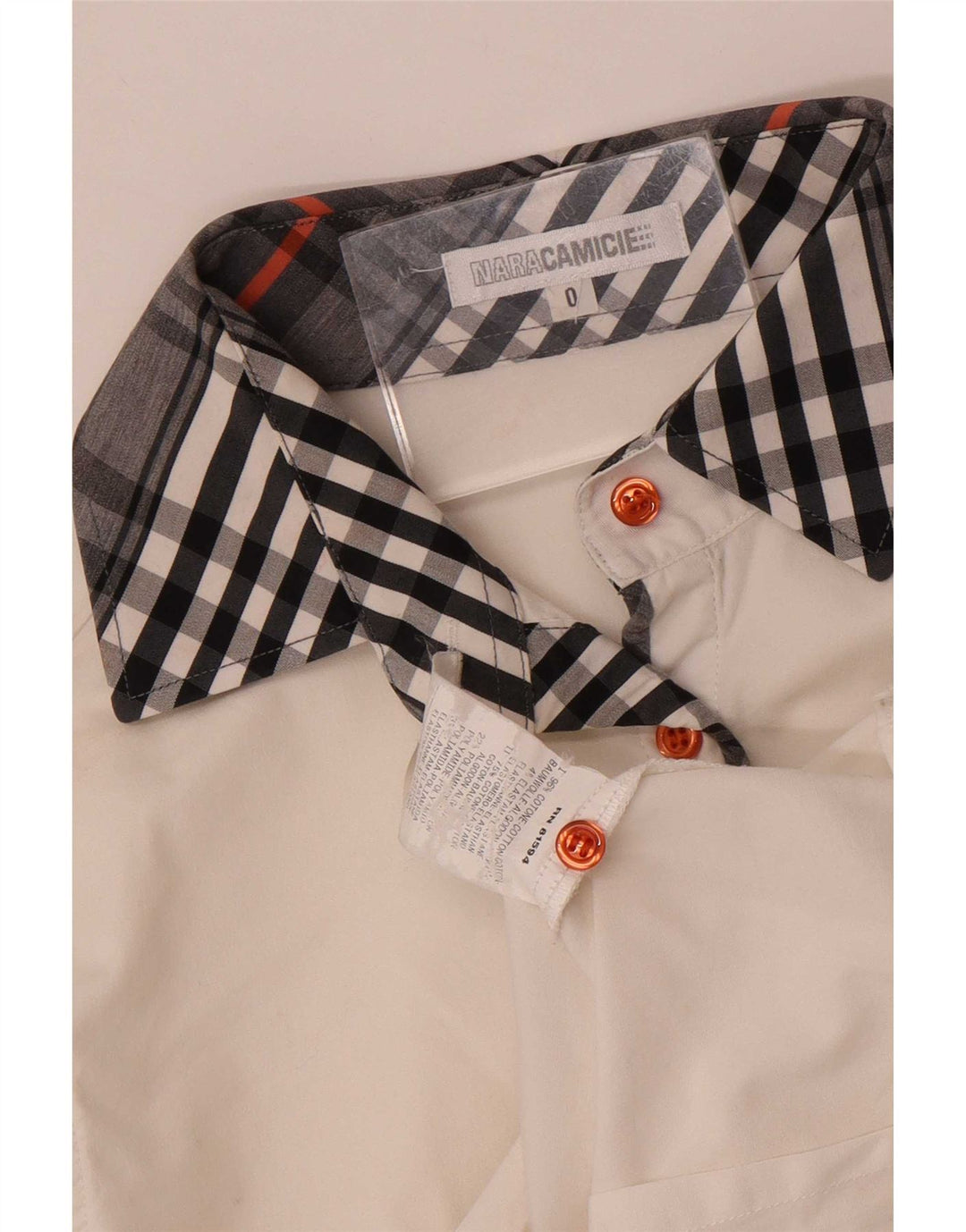 Naracamicie Camisa para mujer US 0 XS Algodón a cuadros blancos