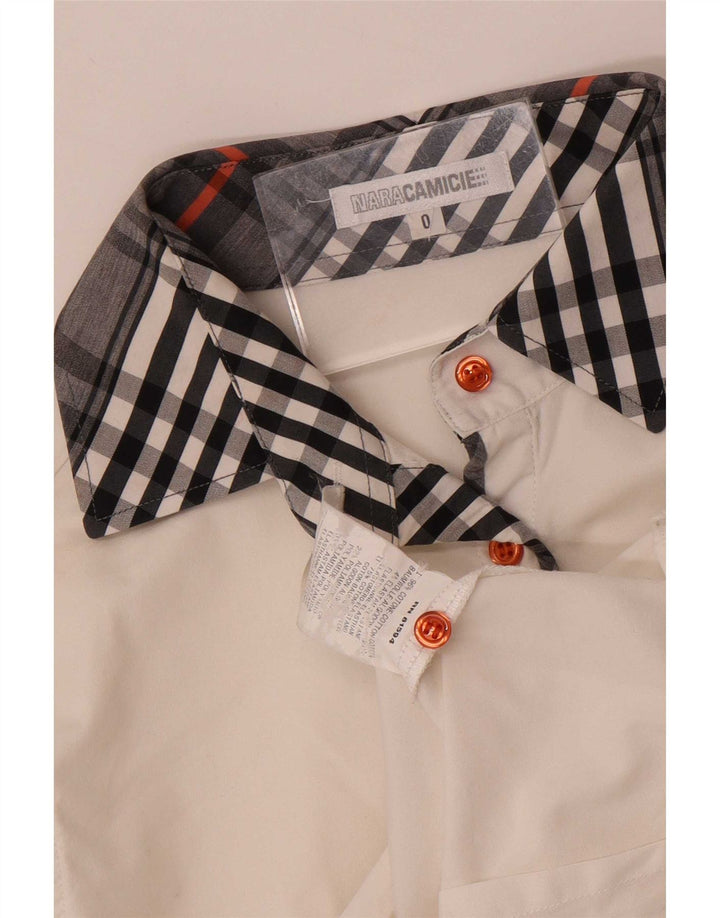 Naracamicie Camisa para mujer US 0 XS Algodón a cuadros blancos