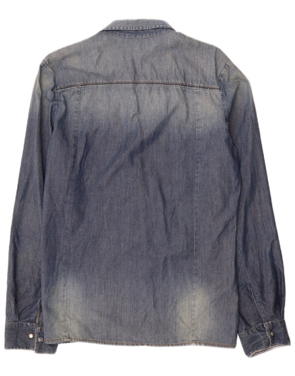 Calvin Klein Jeans Camisa vaquera para hombre pequeña de algodón azul marino