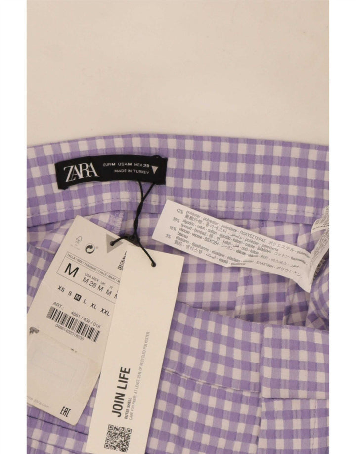 Zara Mujer Pantalones Cortos Bootcut Medianos W28 L25 Vichy Púrpura