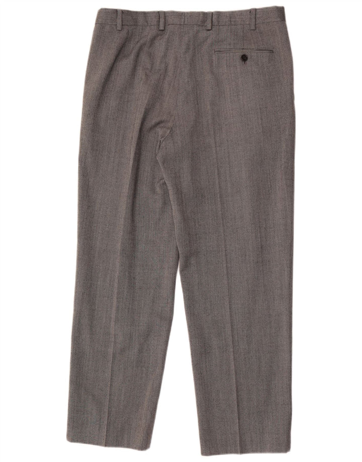 Marks & Spencer Pantalón de traje recto para hombre W34 L29 Lana gris