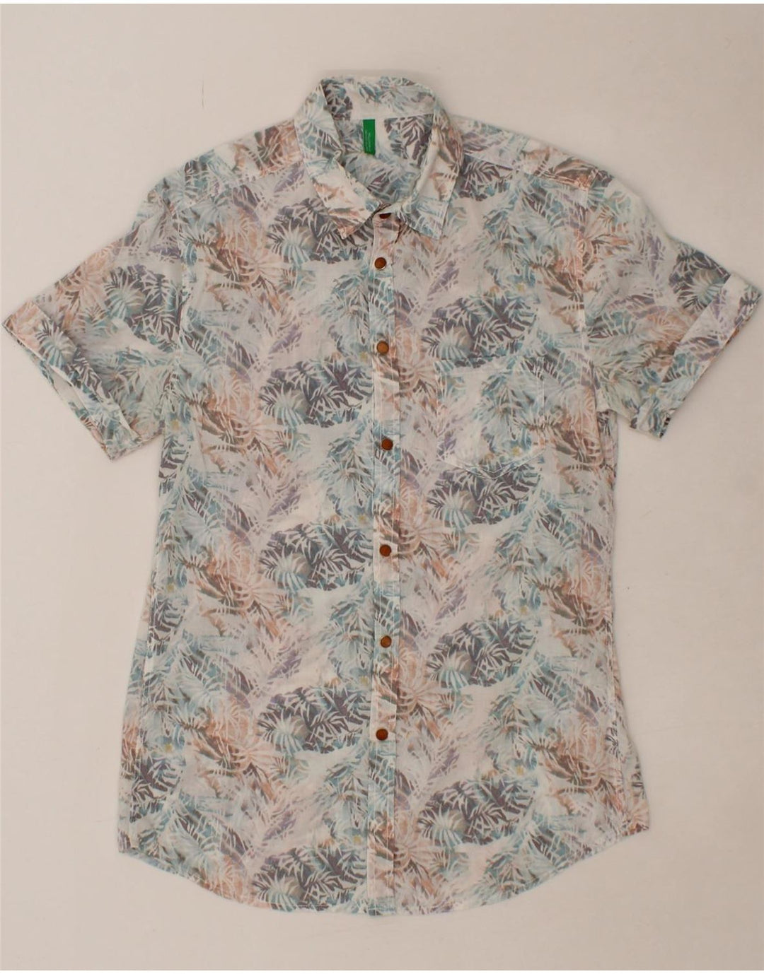 BENETTON Mens Short Sleeve Shirt Small Multicoloured Floral Cotton Vintage Benetton and Second-Hand Benetton from Messina Hembry 