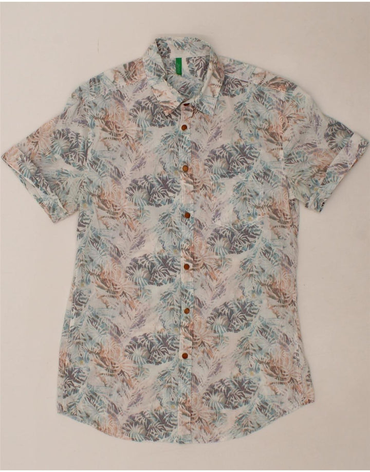 BENETTON Mens Short Sleeve Shirt Small Multicoloured Floral Cotton Vintage Benetton and Second-Hand Benetton from Messina Hembry 