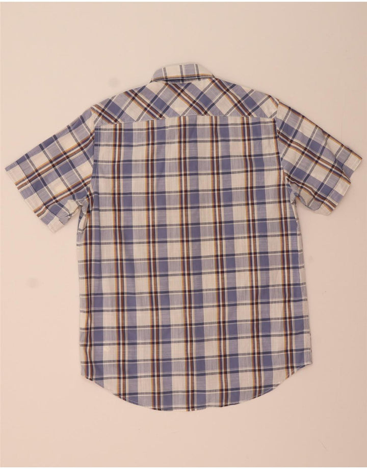 Camisa Marlboro Classics Hombre Manga Corta Regular Fit Cuadros Azul Medio