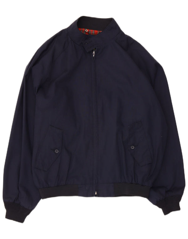 Vintage hombres bomber chaqueta Reino Unido 42 XL azul marino poliéster