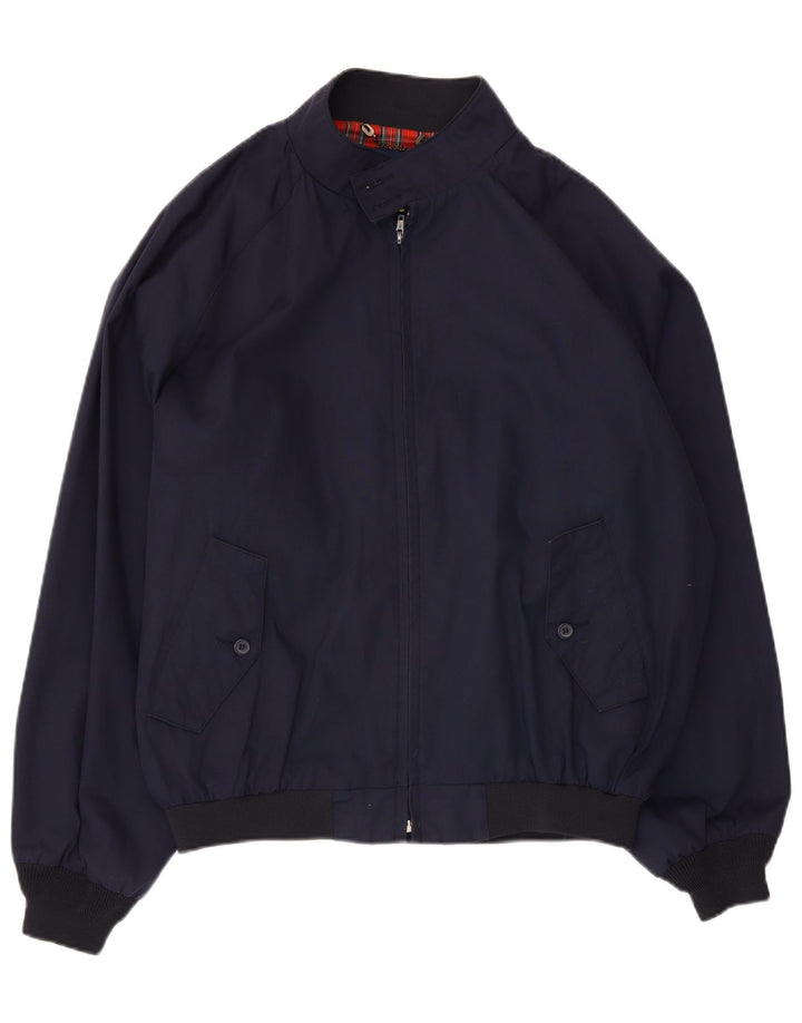 Vintage hombres bomber chaqueta Reino Unido 42 XL azul marino poliéster
