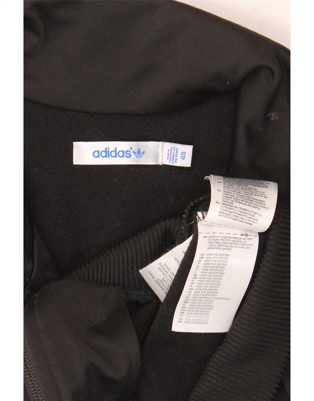 Adidas Chaqueta superior de chándal gráfico para mujer EU 40 Mediano Negro Poliéster