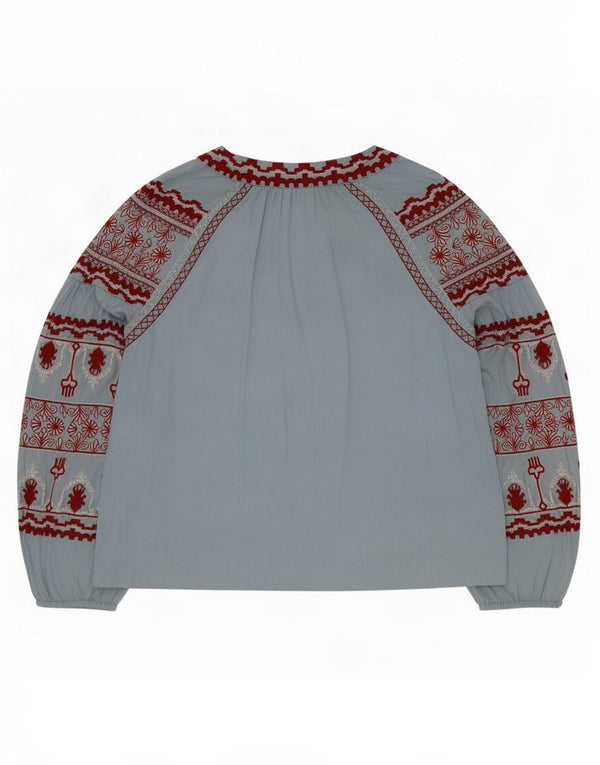 Zara Blusa extragrande para mujer UK 6 XS Azul Fair Isle Lyocell