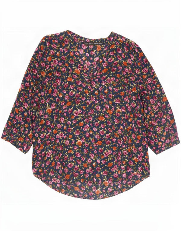 Zara Blusa de manga 3/4 para mujer UK 46 Grande Multicolor Floral