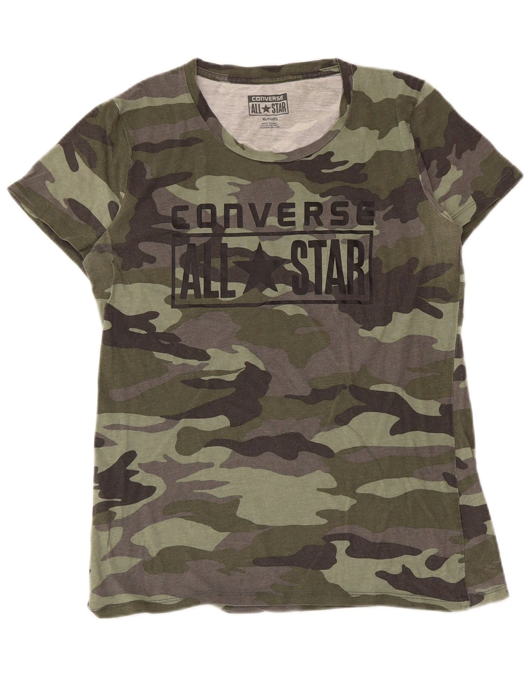 Converse Mujer Camiseta Gráfica Top UK 18 XL Caqui Camuflaje