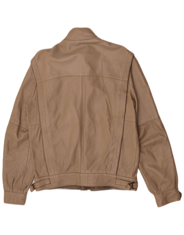 Chaqueta de cuero vintage para hombre IT 48 cuero marrón medio