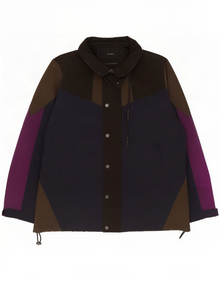 Zara Mens Chaqueta cortavientos UK 40 Large Azul marino Colorblock