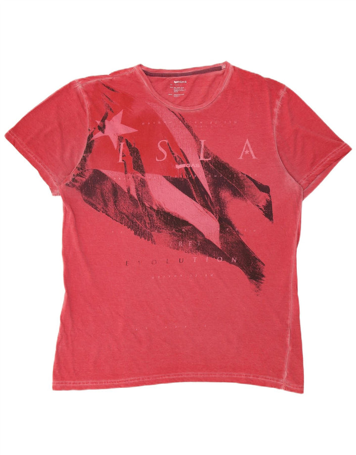 Gas - Camiseta gráfica para hombre, talla grande, color rojo