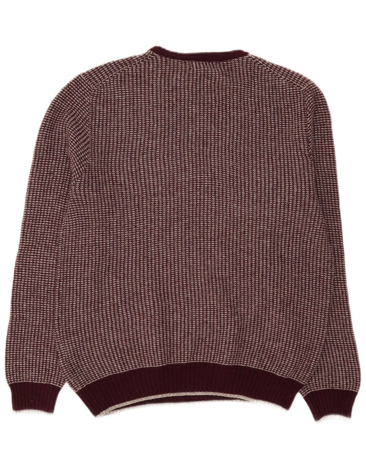 Marks & Spencer Jersey de cuello redondo para hombre de lana burdeos medio
