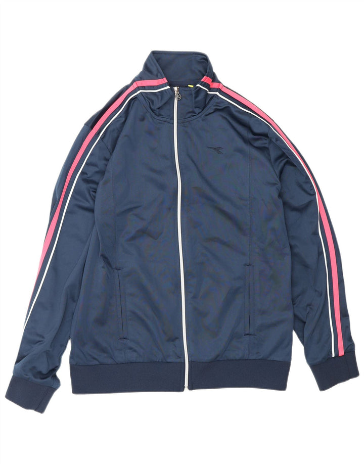 DIADORA Chaqueta superior de chándal para mujer UK 46 Grande Poliéster azul marino