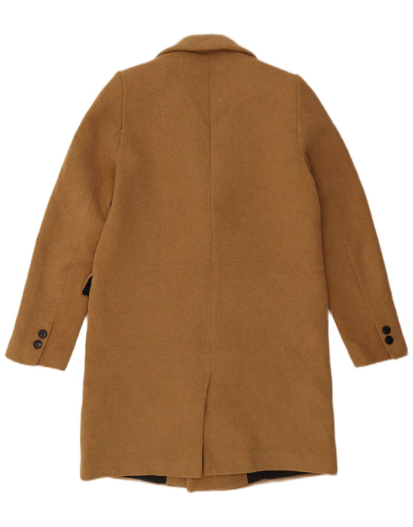 Zara Mujer Abrigo Extragrande De Doble Botonadura UK 10 Small Beige Poliéster