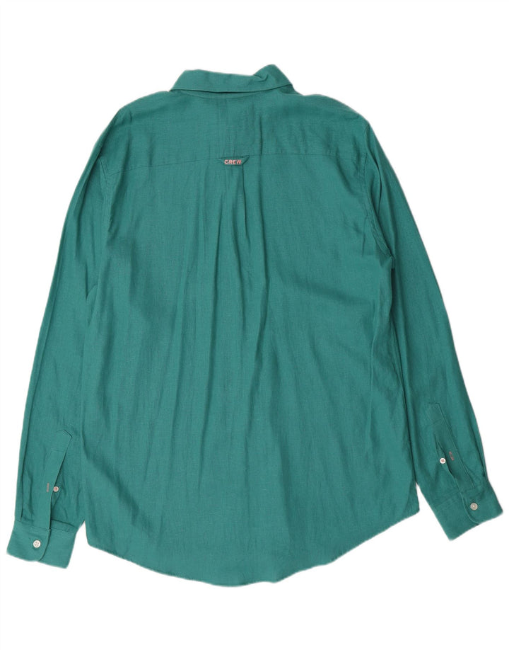 Crew Clothing Camisa Hombre Lino Verde Medio