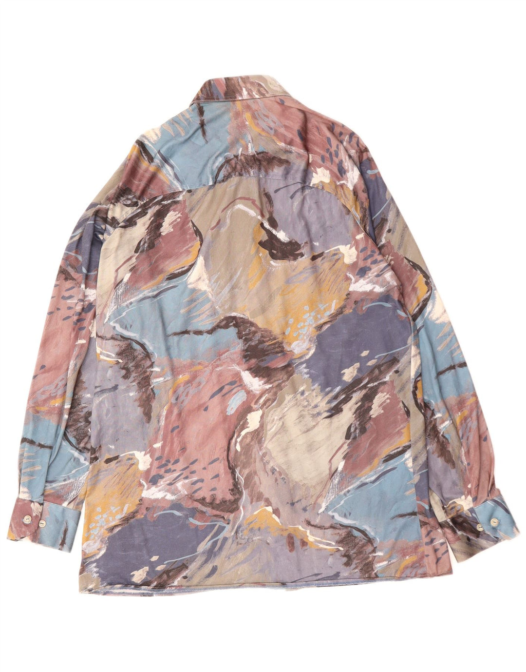 VINTAGE Camisa de patrón abstracto para hombre mediana multicolor