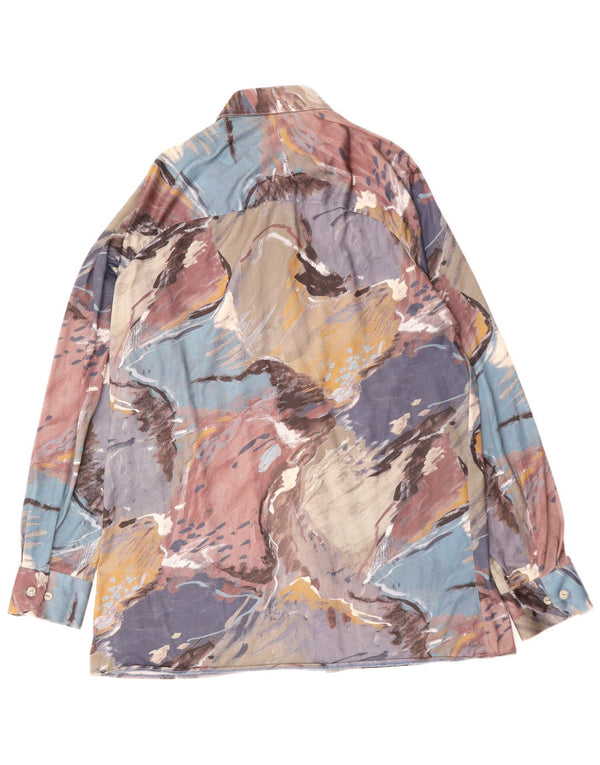 VINTAGE Camisa de patrón abstracto para hombre mediana multicolor