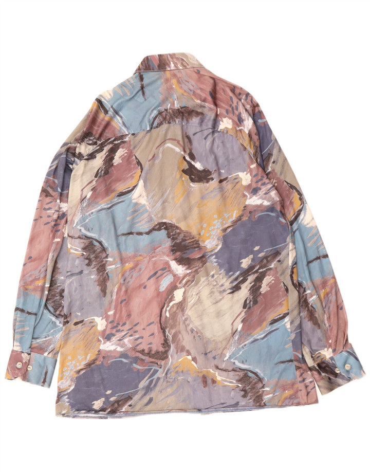 VINTAGE Camisa de patrón abstracto para hombre mediana multicolor