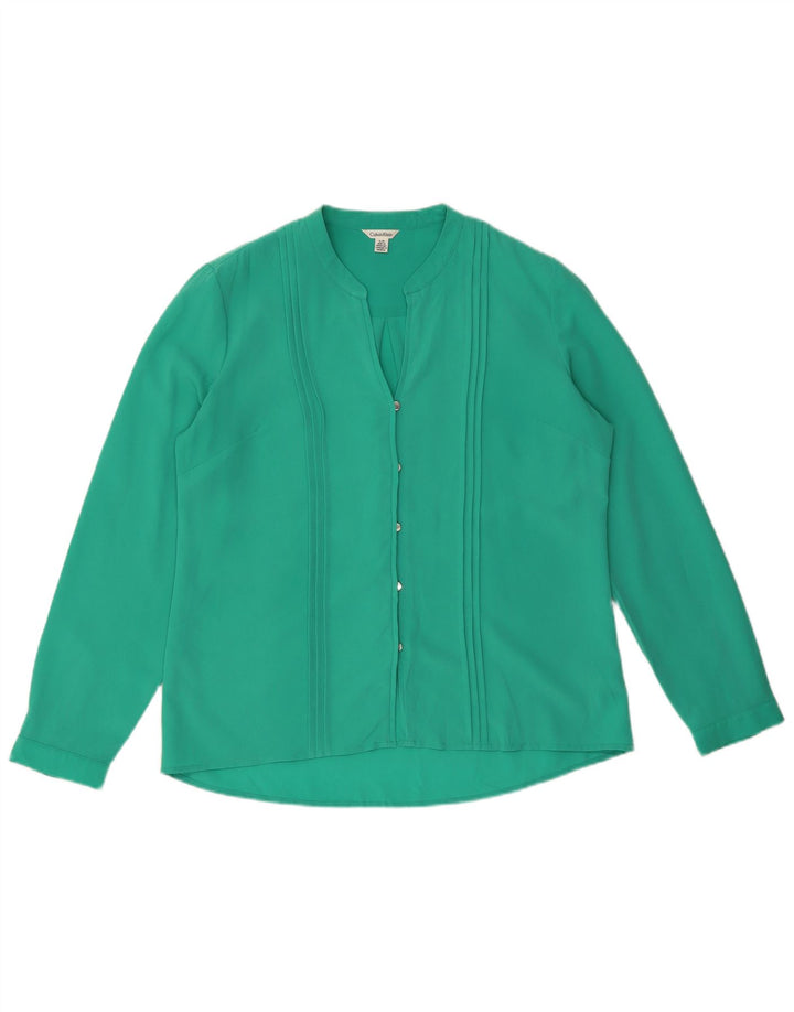 Blusa tipo camisa para mujer Calvin Klein UK 46 Poliéster verde grande