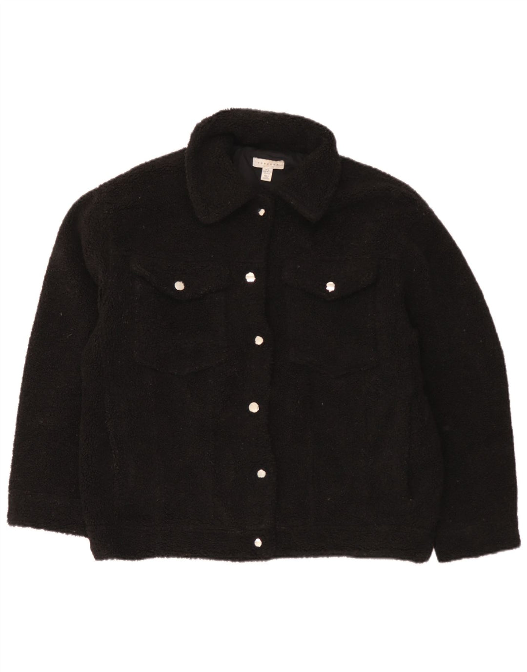 Topshop Chaqueta bomber extragrande de forro polar para mujer UK 40 Mediano Poliéster negro