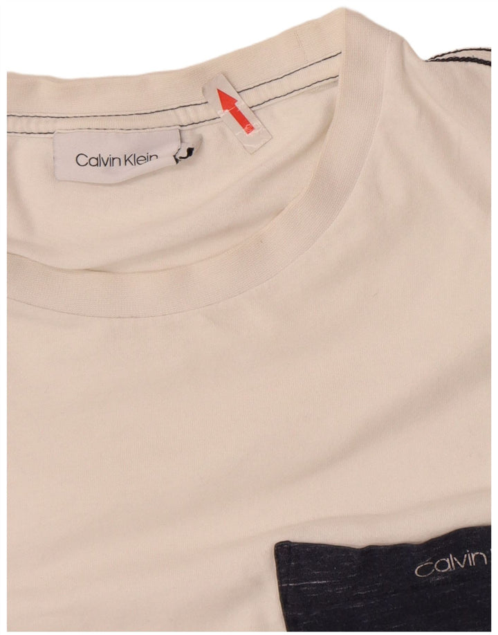 Calvin Klein - Camiseta para hombre, talla pequeña, algodón blanco